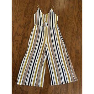 Streetwear Society Striped Jumpsuit - Mustard, Black, White, Tan